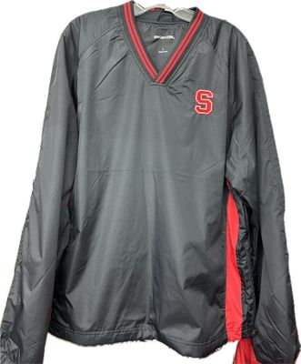 BLACK/RED- Sport-Tek® Tipped V-Neck Raglan Wind Shirt-