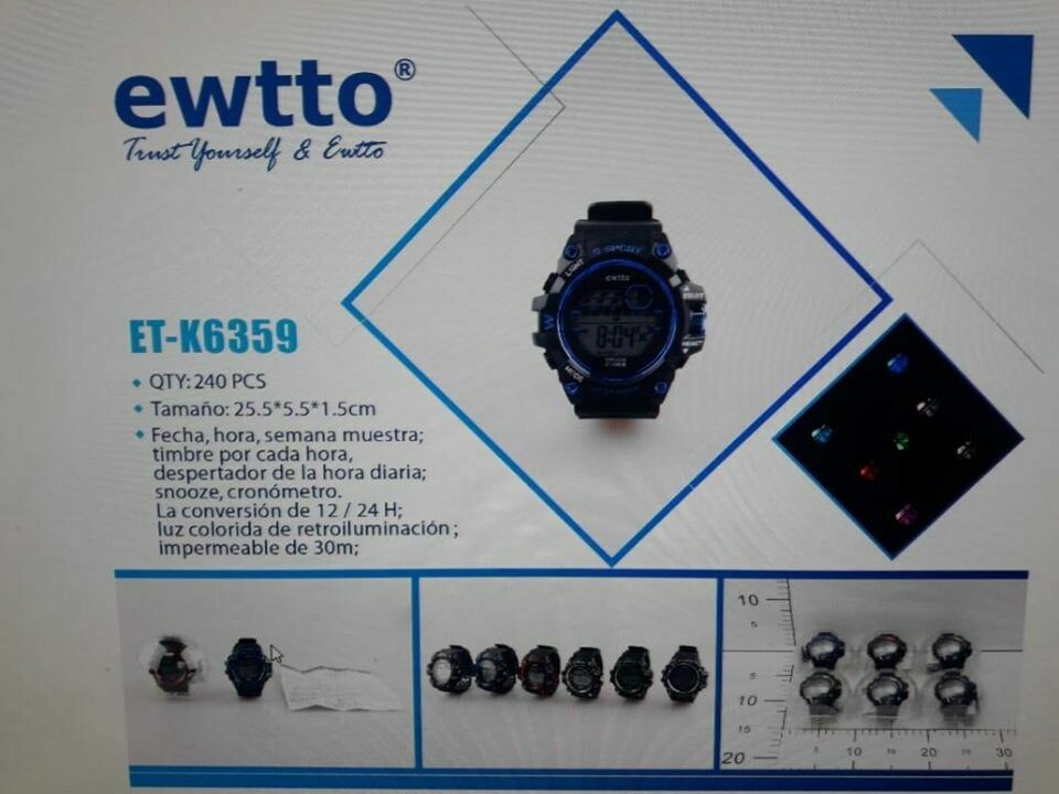 Reloj digital acuatico para caballero marca EWTTO