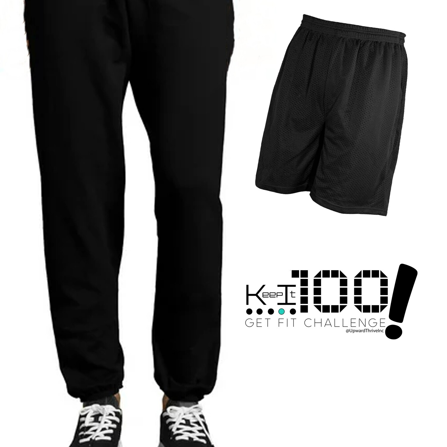 Keep It 100 Get Fit Course shorts/sweatpants (Use 100% discount code: PEHEALTHSHORTSPANTS)