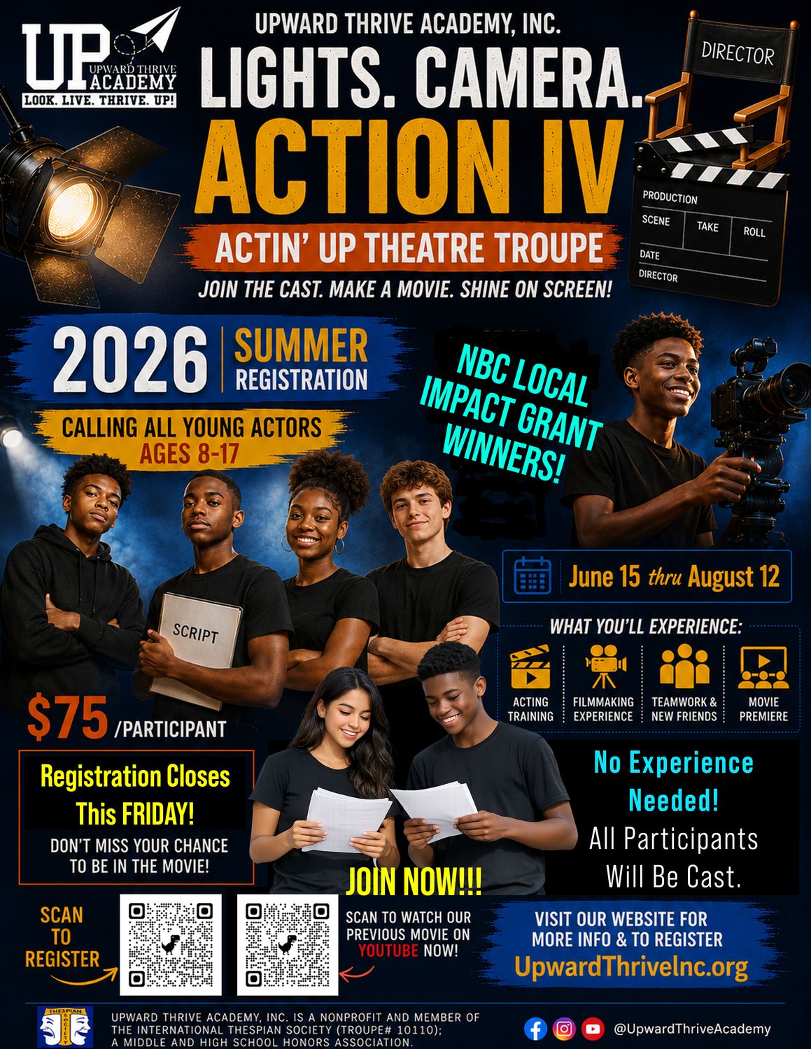 Lights, Camera, Action! IV Summer 2026 Registration