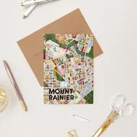 Mount Rainier Map Art Greeting Card