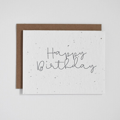 Plantable Greeting Card - Happy Birthday Cursive