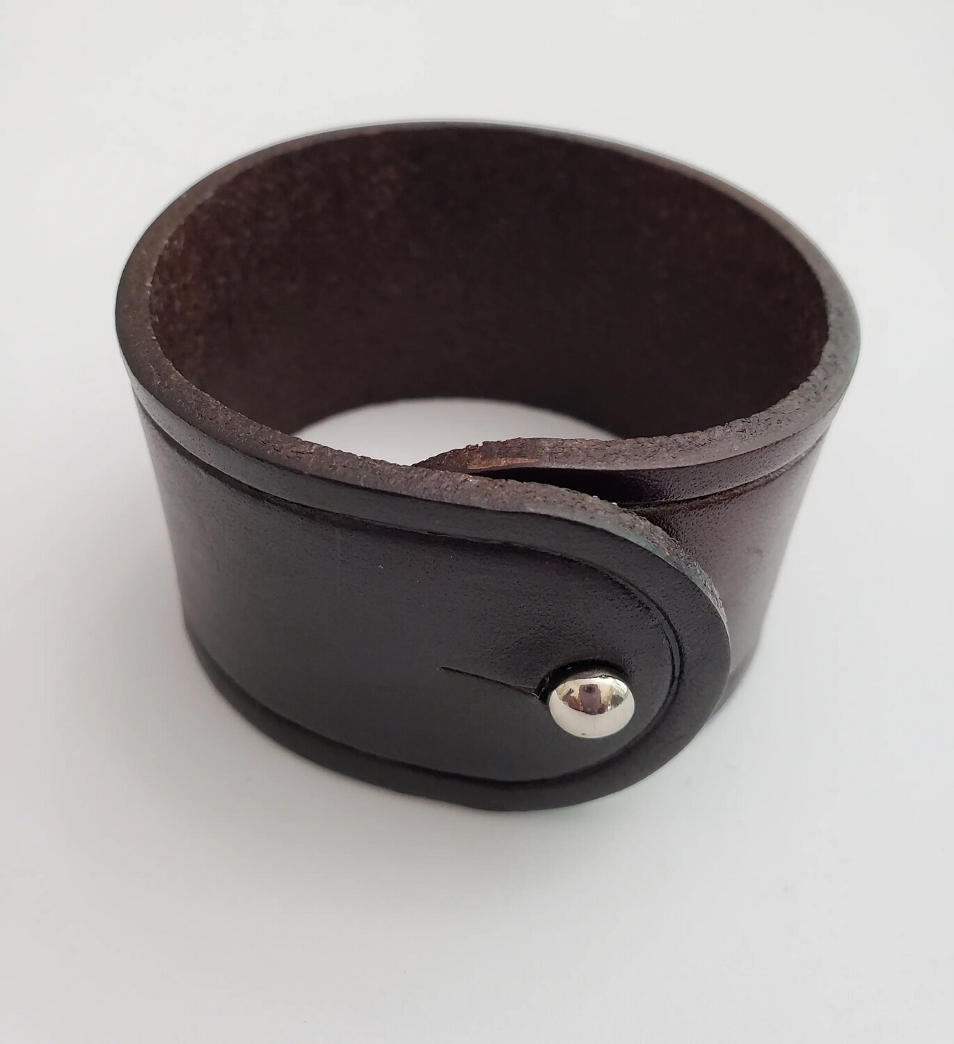 Leather Unisex Cuff Bracelet - Brown/Silver