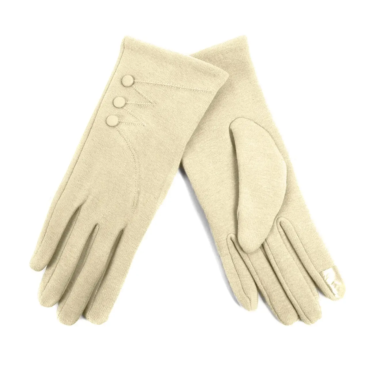 Gloves with Button Accent, Ivory