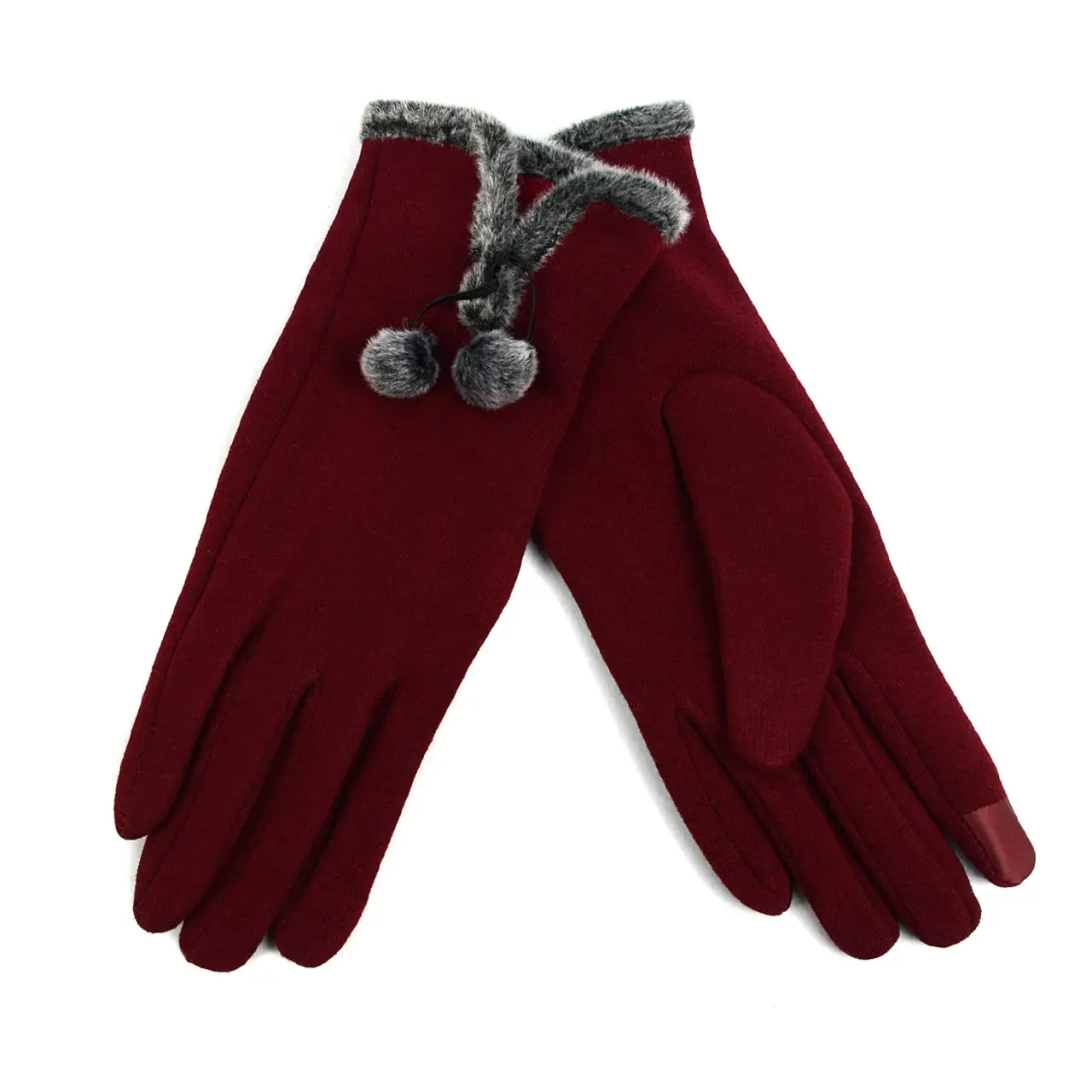 Gloves with Fur Trim, Plum