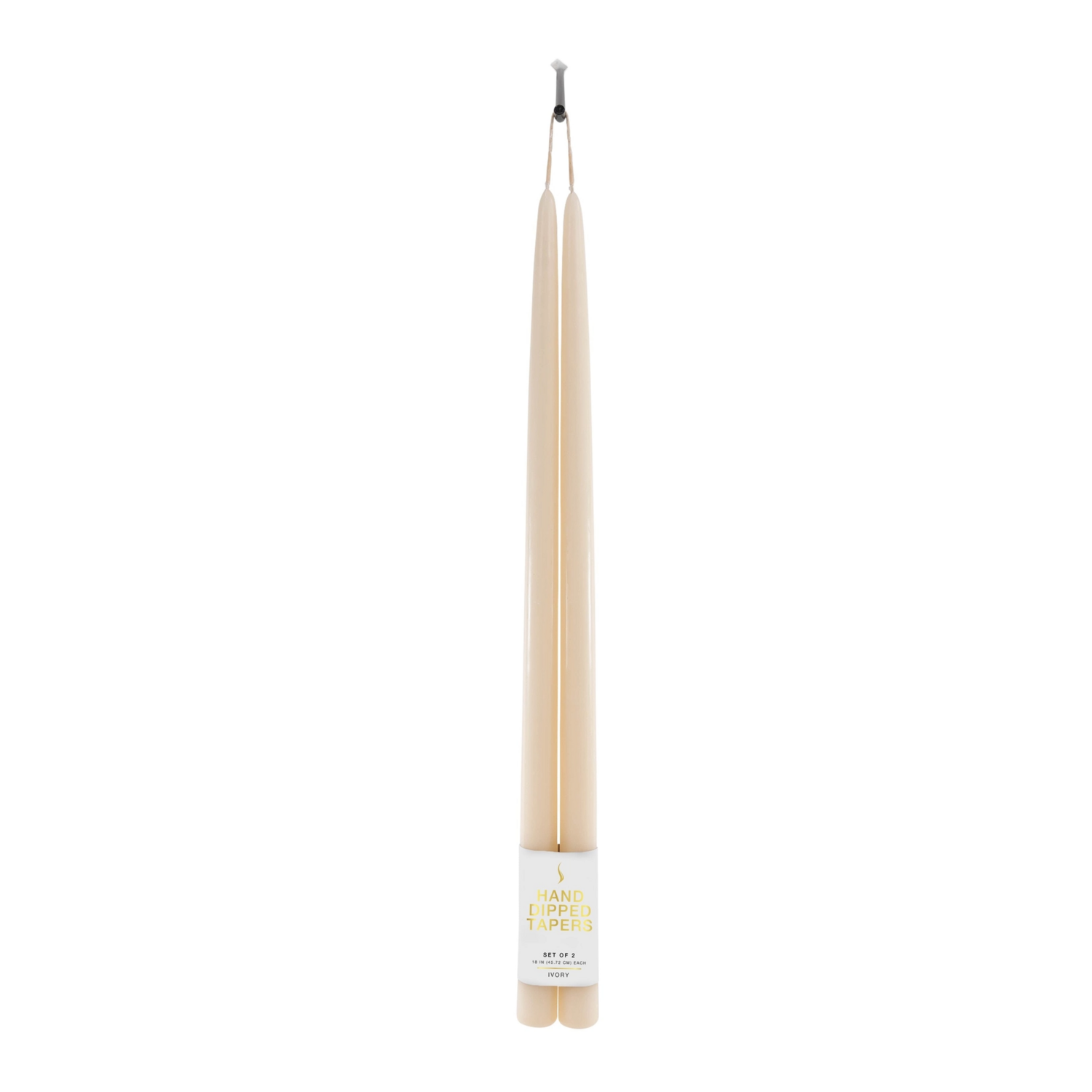 18" Joint Wick Taper Candles, Ivory