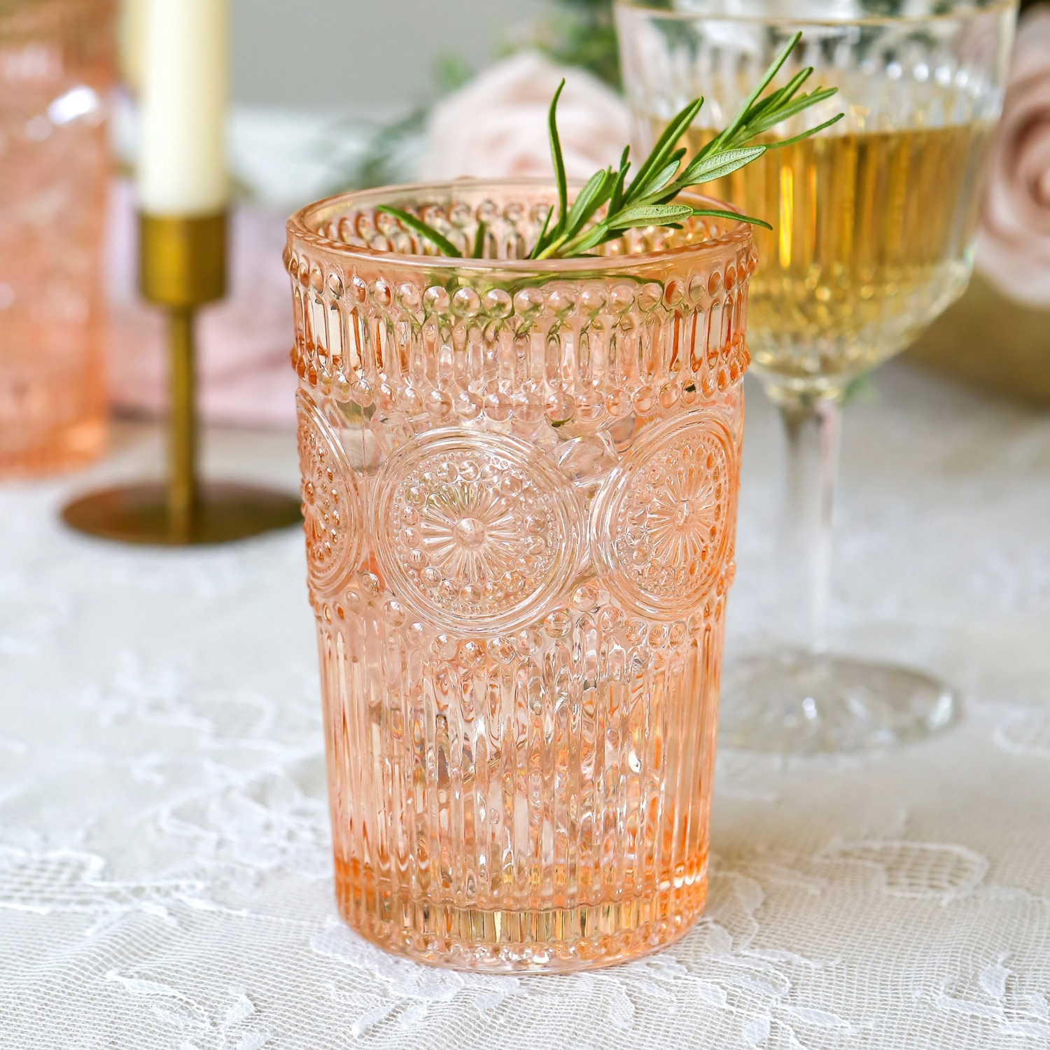 Vintage Textured Rose Gold Glass - 13oz