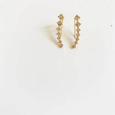 Gold Stud Earrings - Diamond Ear Climbers