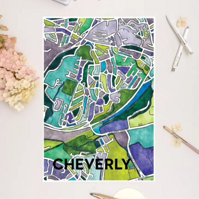 Cheverly Map Art Print