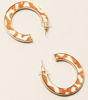 C Shape Animal Print Hoop Earrings