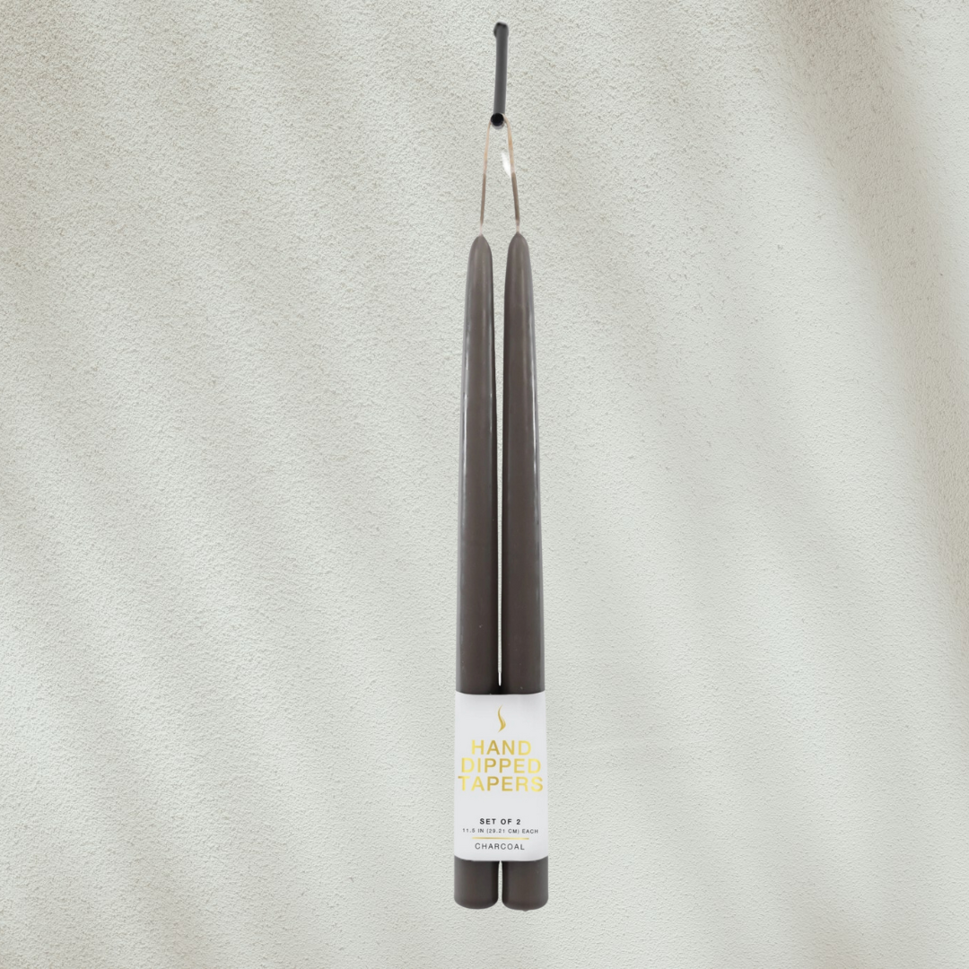 12" Joint Wick Taper Candles, Charcoal