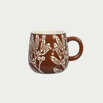 Stoneware Leaf Design Mug