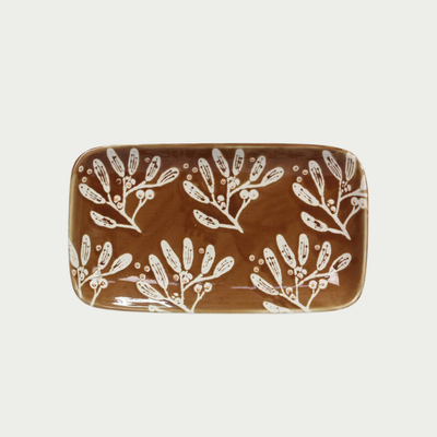 Stoneware Leaf Design Plate 