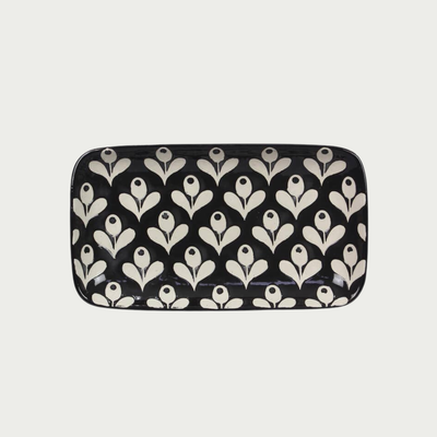 Stoneware Black &amp; White Design Plate 