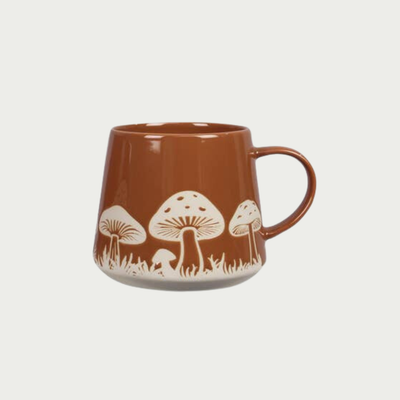 Stoneware Mushroom Design Mug, Clay