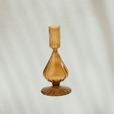 Vera Fluted Candleholder, Amber