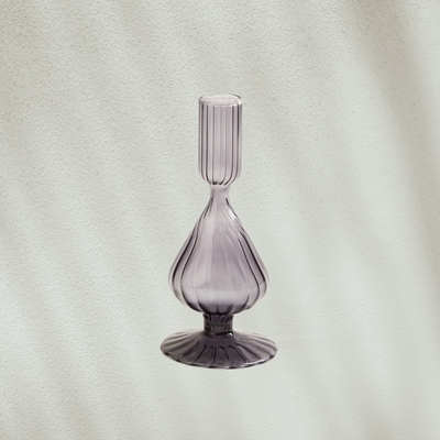 Vera Fluted Candleholder, Smoke