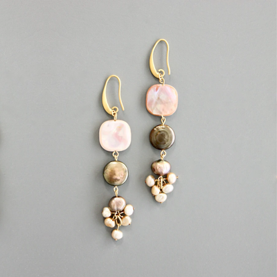 Mother of Pearl &amp; Fresh Water Pearl Earrings