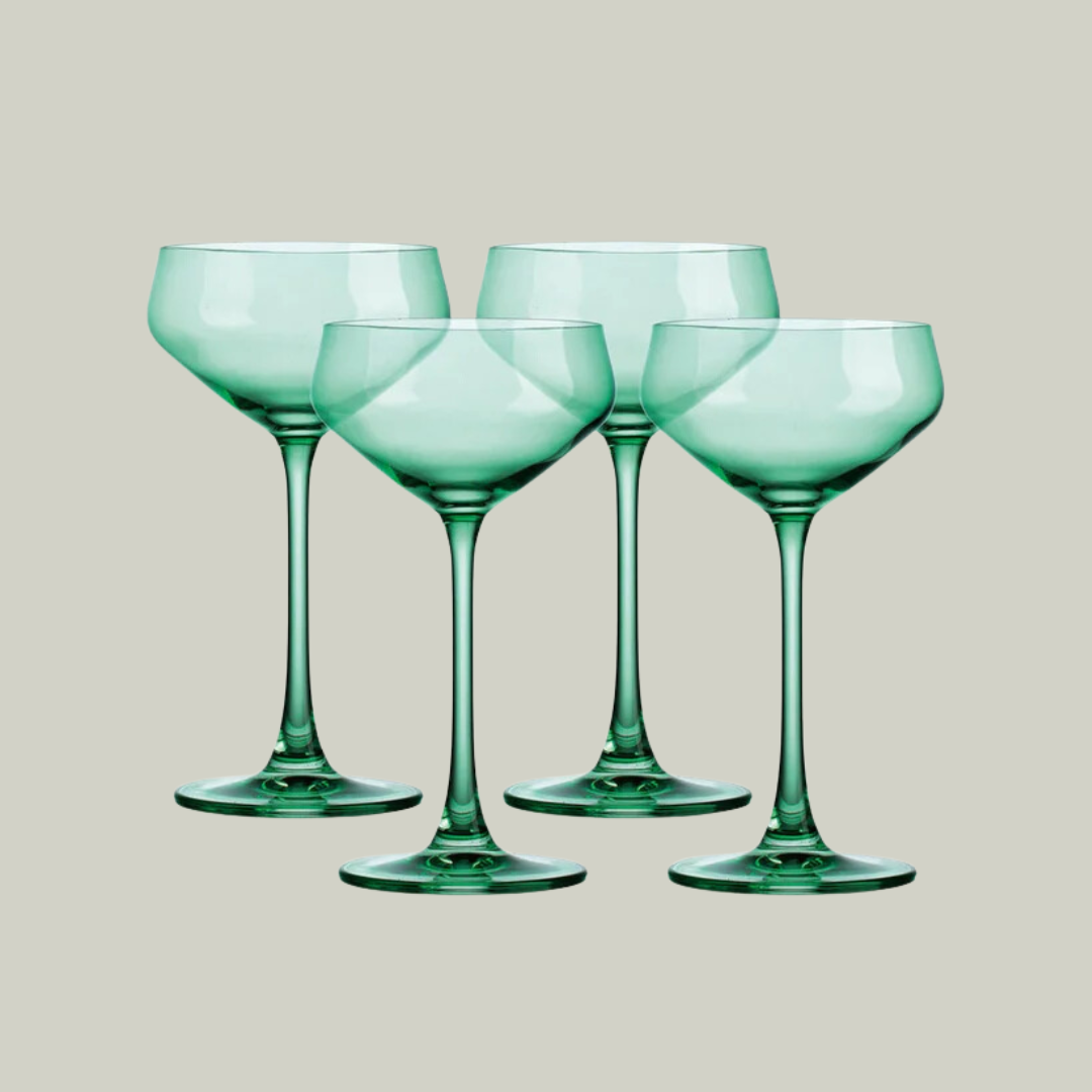 Coupe Glasses, Green