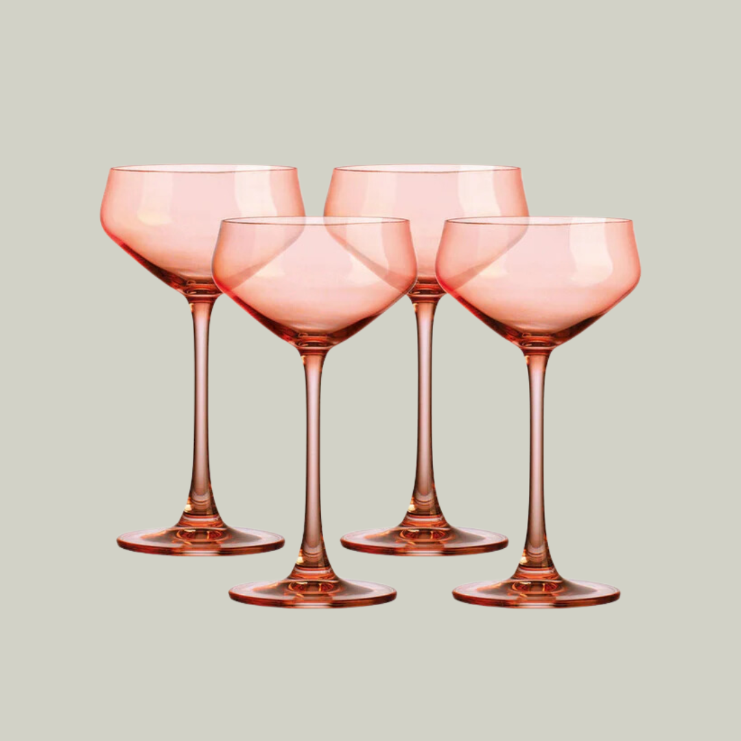 Coupe Glasses, Coral
