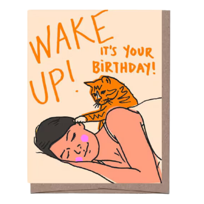 Wake Up Cat  Birthday Card