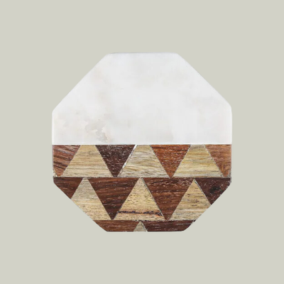 Octagon Marble &amp; Wood Coaster