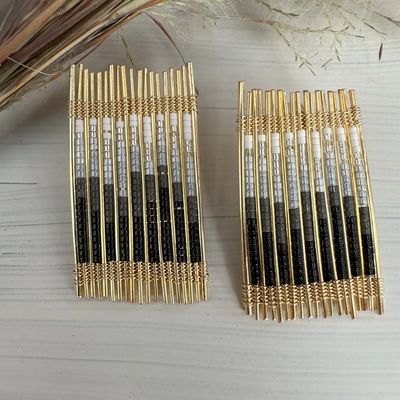 Black Wire and Bead Ombre Rectangle Earrings