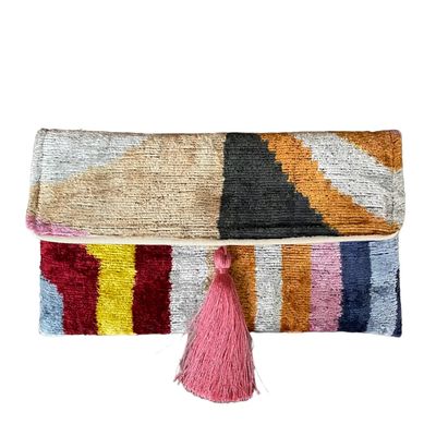 Silk Velvet Ikat Clutch,  Mod