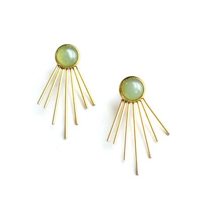 Judy Jacket Earrings - Green Aventurine