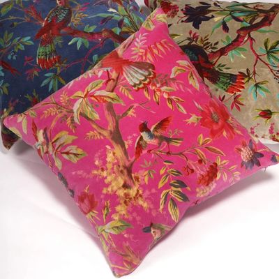 &#39;Fly Me to Paradise&#39; Cotton Velvet Pillow - 18&quot; x 18&quot;