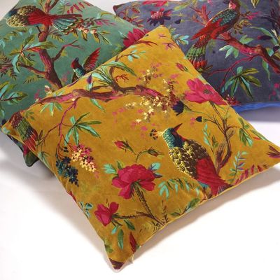 &#39;Paradise Found&#39; Cotton Velvet Pillow - 18&quot; x 18&quot;