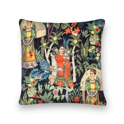 &#39;Mexican Frida&#39; Cotton Velvet Pillow - 18&quot; x 18&quot;