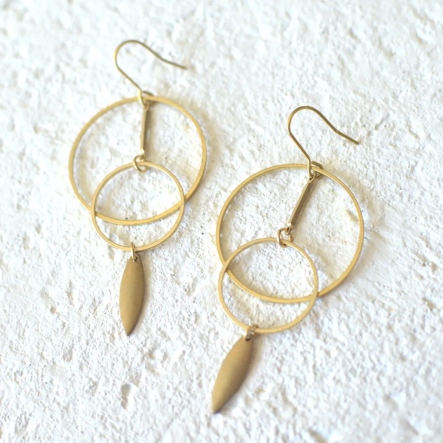 Cascading Brass Hoop Geometric Dangle Earrings