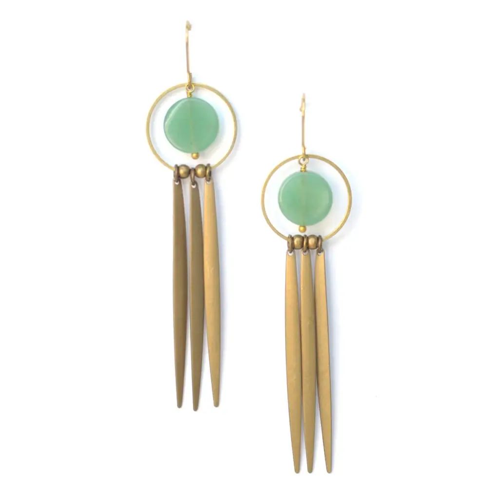 Dream Catcher Earrings, Aventurine Green 