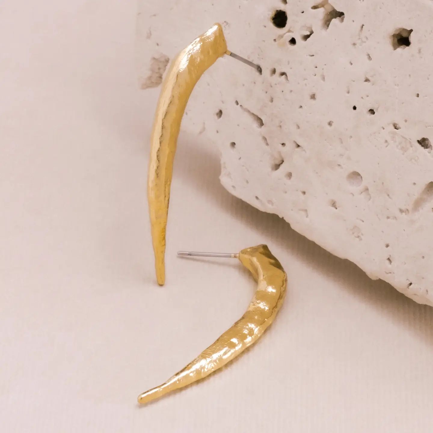 Gold Tribal Horn Earrings
