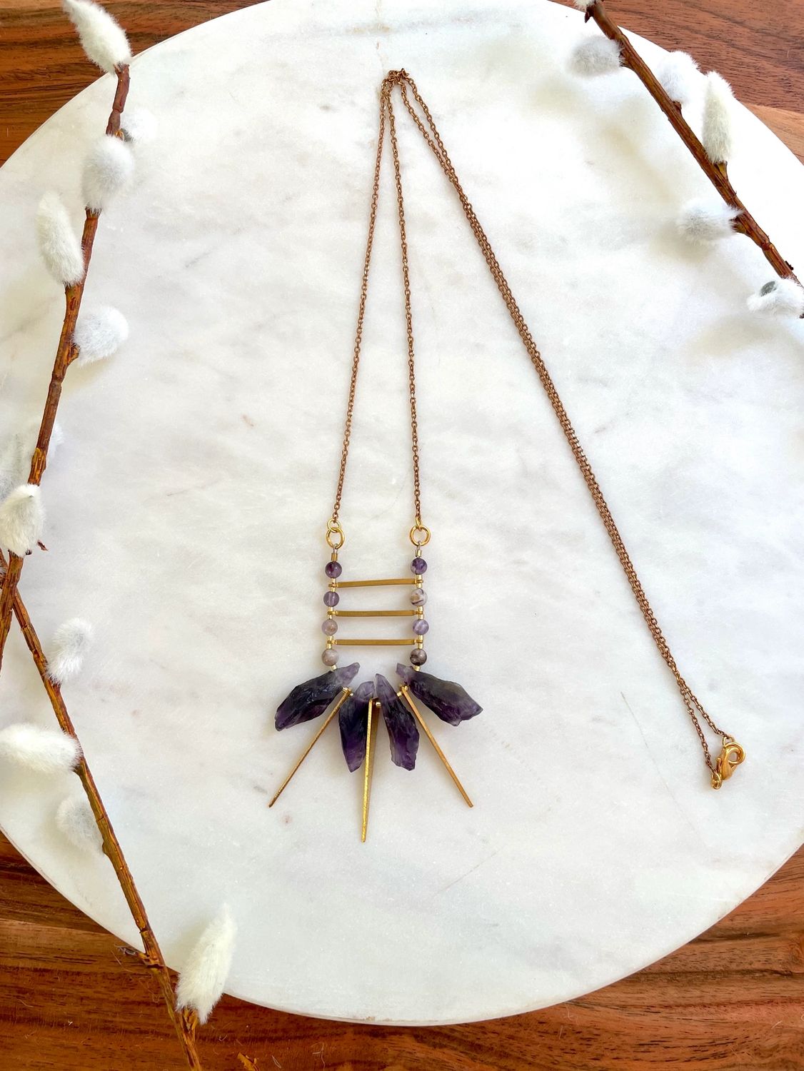 The Ellaria Necklace, Spiked Amethyst Long Ladder