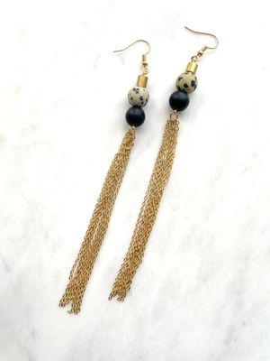 The Tristan Earring, Long Gold Tassels