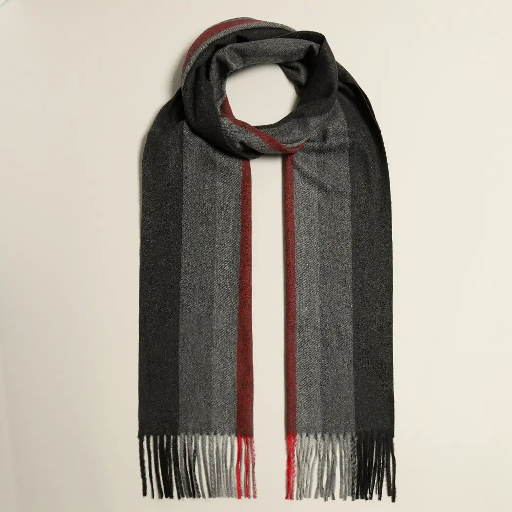 Plaid Herringbone Lightweight Cashmere Feel Scarf