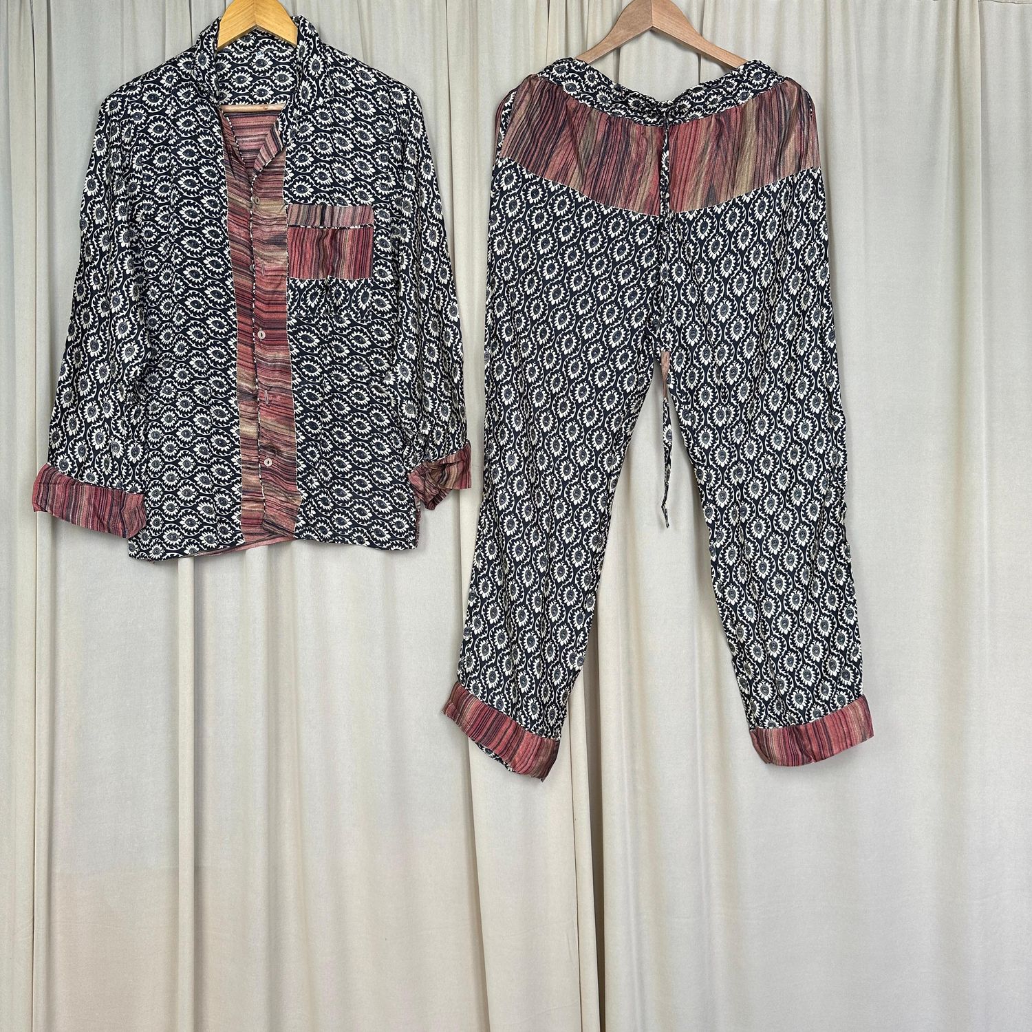 Upcycled Silk PJ Set No. 22 - S/M