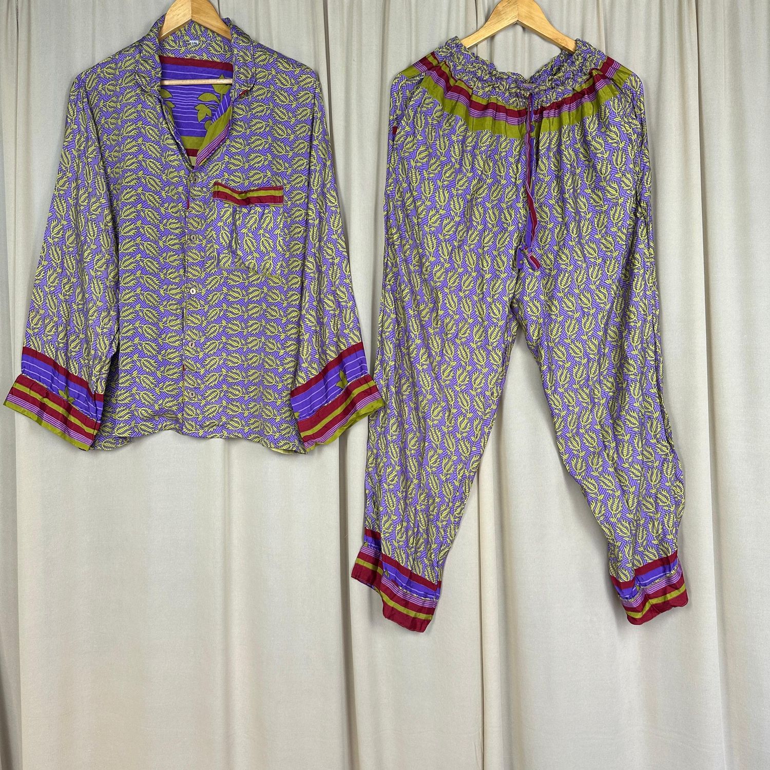 Upcycled Silk PJ Set No. 4 - L/XL