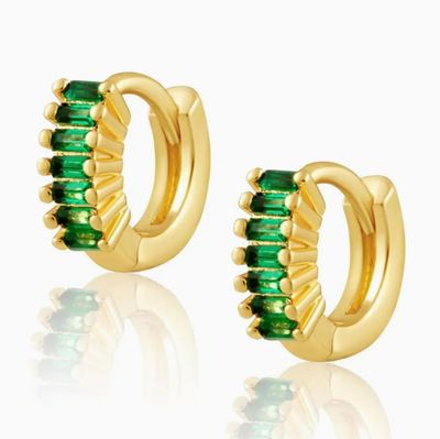 Viola Emerald CZ Huggies