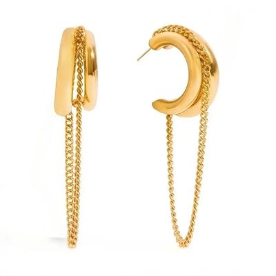 Blaine Gold Chain Hoop Earrings