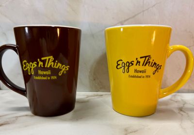 カスタムショートスタックマグカップ（ブラウンとイエロー）