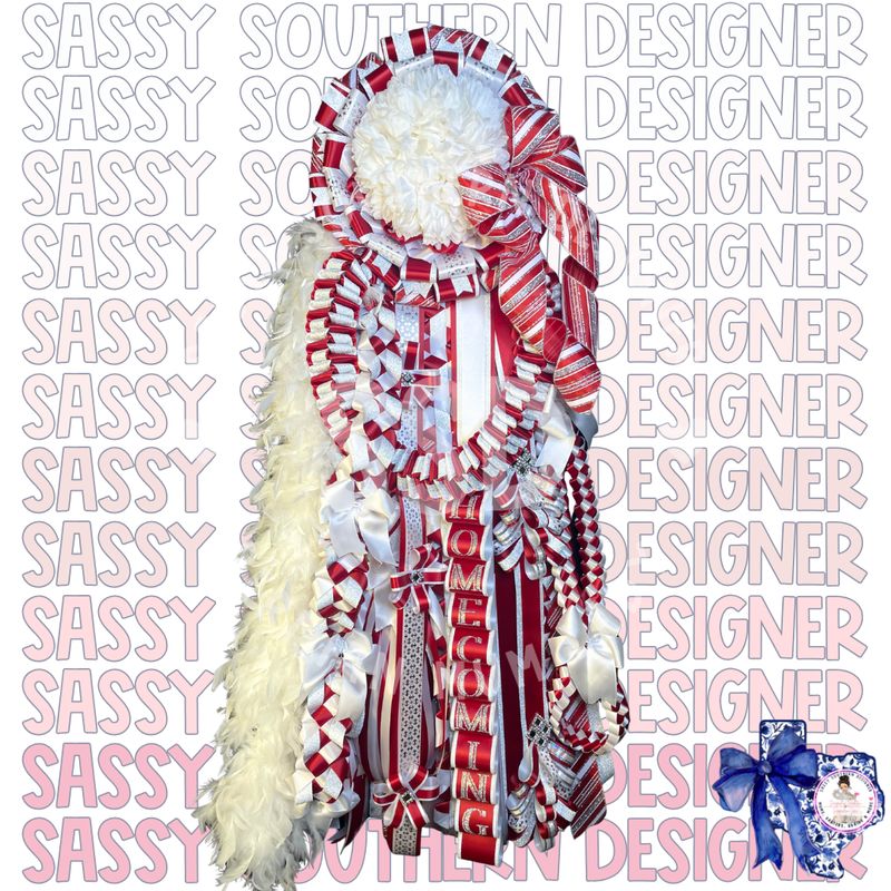 Red &amp; White Legend Mum with Diamond Dust (22EOG)