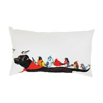 Dog w Birds pillow