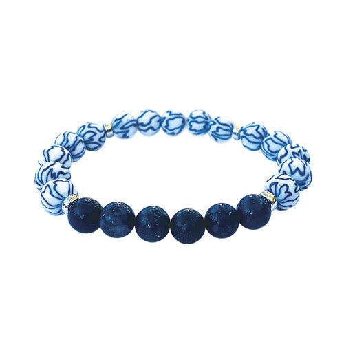 Lapis w\Blue & White Bracelet