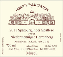 Hofgut Falkenstein Niedermenniger-Herrenberg Spätburgunder (Pinot Noir) Spätlese Trocken 2018