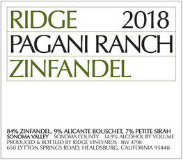 Ridge Vineyards 2020 Pagani Ranch Zinfandel