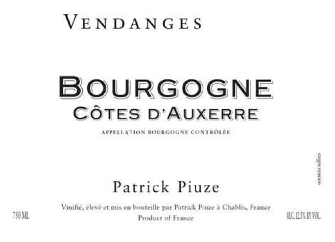 Patrick Piuze 2020 “Cotes d’Auxerre” Bourgogne Blanc