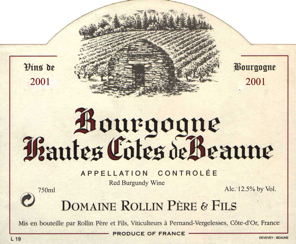 Domaine Rollin 2019 Bourgogne Hautes Cotes de Beaune Rouge